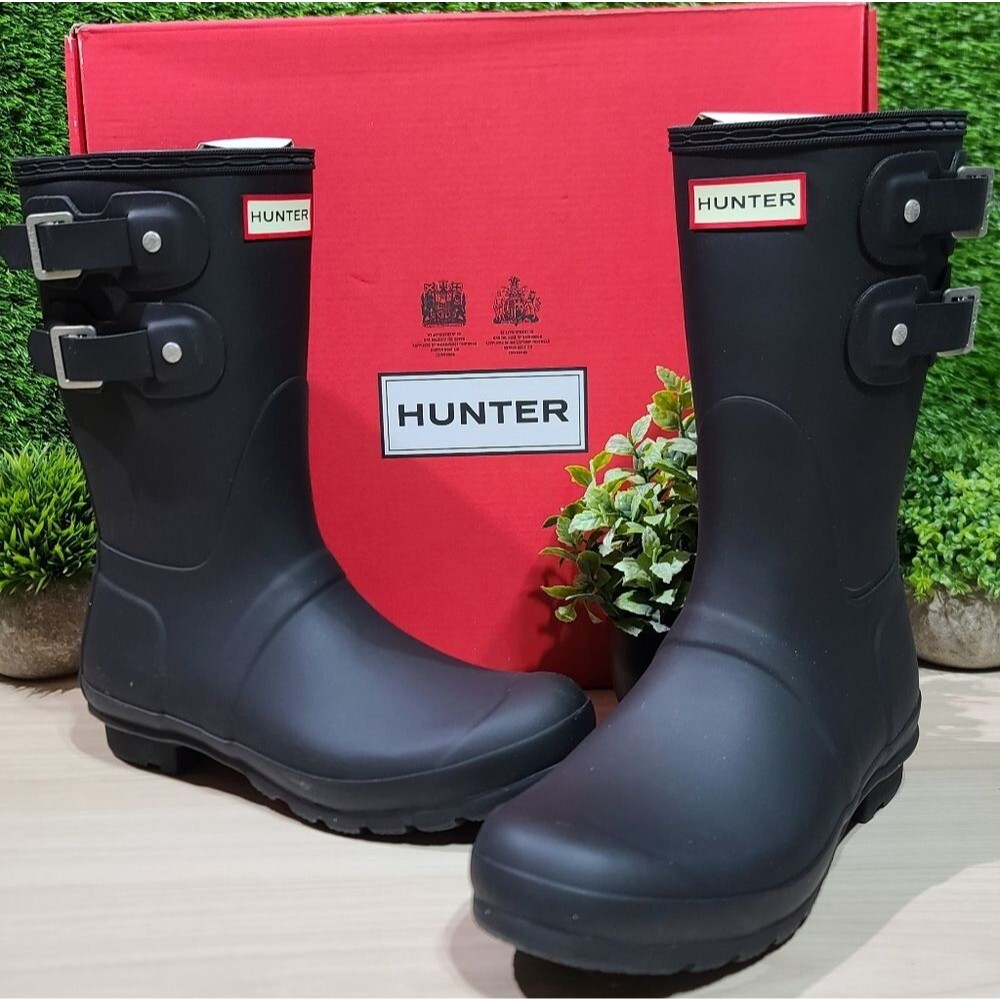 Hunter Original Short Multi Buckle Black Boots / US Women's 8 M NEW